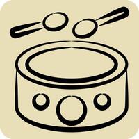 Icon Drumbeat. related to Hobbies symbol. hand drawn style. design editable vector