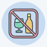 Icon No Alcohol. related to Public symbol. color mate style. design editable vector