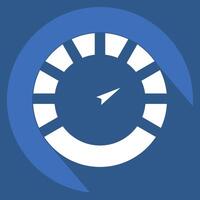 Icon Speedometer. related to Speed symbol. long shadow style. design editable vector
