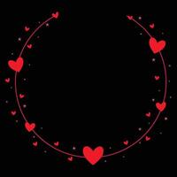 Circle Borders Frame With Red Love And Stars vector
