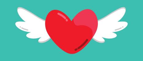 Red Heart With A Pair Of Wings vector