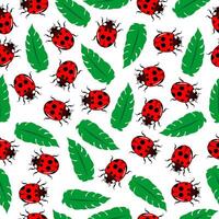 leaf and lady bug ladybug seamless pattern background vector