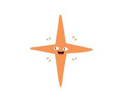 Cute funny star with emotions drawn in flat style. Hand drawn illustration. vector