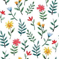 cute watercolor pattern with simple flowers on a white background. modern print vector