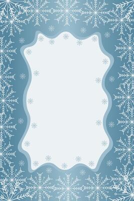 Winter snowy frame. Christmas Snowflakes border. Snow frame frozen background