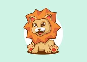 Mascot design of adorable lion cub sit down with happy expression vector