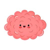 Cute pink Brain character with a happy face on a white background vector