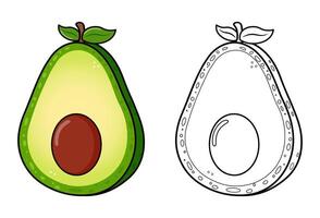 Cute funny Avocado character outline cartoon illustration coloring book. hand drawn traditional Avocado character. Isolated on white background vector