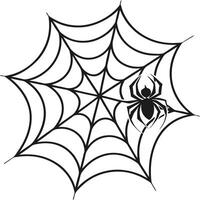 Geometric Spider Web Design with Arachnid Silhouette in Black and White Illustration vector