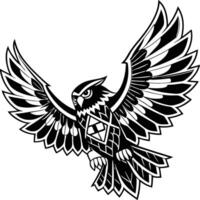 Stylized Eagle Emblem with Spread Wings, Tribal Art Style and Geometric Patterns vector