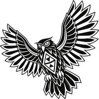 Geometric Owl in Flight with Tribal and Native American Style Patterns vector