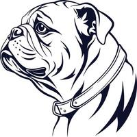 Stylized Bulldog Portrait in Monochrome with Determined Expression and Thick Neck vector