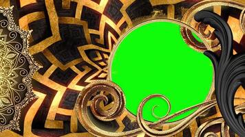 Golden Ethnic Pattern Window Frame with Green Screen Effect video