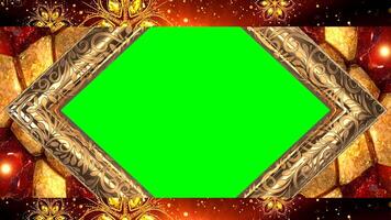Golden-Red Enchanted Window Frame on a Green Screen Backdrop video