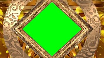 Elegant Golden Circle and Gold Square Loop Animation Green Screen Template video