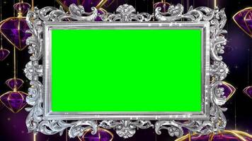 Diamond Silver Frame with Green Screen Loop Animation video