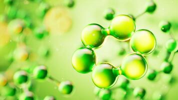Transparent green molecule background, 3d rendering video