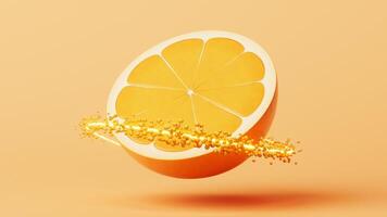 fruta laranja com doce e refrescante gosto, 3d Renderização. video