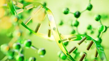DNA structure with molecular background, 3d rendering video