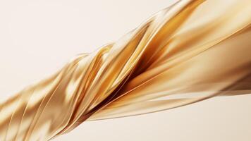 Flowing twisted golden cloth background, 3d rendering. video