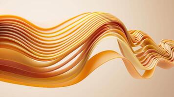 Flowing gradient orange curve ribbons background, 3d rendering. video