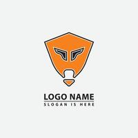 Spartan logo and design helmet and head with shield and cross swords. Spartan helmet in shield logo icon vector