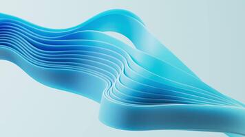 Flowing gradient blue curve ribbons background, 3d rendering video