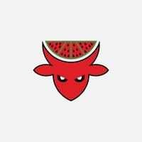 Illustration of animal horn and watermelon shape. Minimalist and simple logo design, flat style, modern icon and symbol. vector