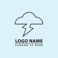 Cloud and lightning line shape logo icon. vector