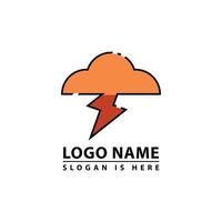 Simple cloud and lightning icon logo vector