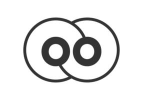 OO business company emblem with outline rounds and letters o o. Logo template of two merged circles for brand identity, logotype. Infinity symbol vector
