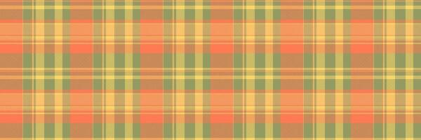 Fuzzy tartan texture, usa fabric textile pattern. Intricate check seamless plaid background in lime and coral colors. vector