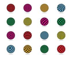 Color balls set. Striped ball, check, dots pattern. Flat design element for template vector