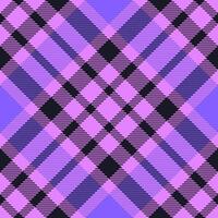 Rough textile texture, multicolor fabric pattern plaid. Foot background tartan seamless check in purple and black colors. vector