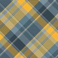 English check tartan plaid, present texture background . Antique pattern textile seamless fabric in cyan and amber colors. vector