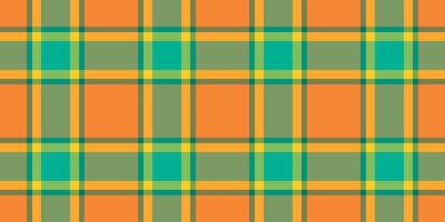 Vibrant, cheerful plaid pattern in sunny orange, teal, and muted green. Ideal for textile design, website backgrounds, or crafting projects. Adds a pop of color and playful energy to any design. vector
