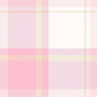 Ethnic plaid fabric tartan, christmas texture seamless check. Folk textile background pattern in white and pink colors. vector