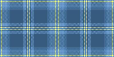 Panel texture tartan seamless, vertical textile pattern . Worn fabric check background plaid in blue and yellow colors. vector