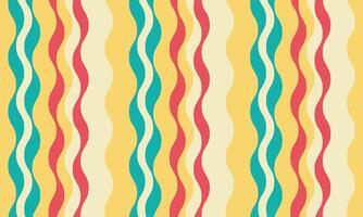 Vibrant wavy stripes in yellow, teal, and coral create a retro-inspired pattern perfect for website banners, social media posts, or textile designs. vector
