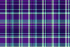 Installing texture textile seamless, throw check tartan pattern. Self background fabric plaid in violet and cyan colors. vector
