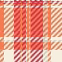 Square tartan texture pattern, sale textile check fabric. Customized seamless plaid background in light and orange colors. vector