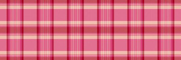 Hotel pattern plaid texture, pano check seamless. Cutout tartan textile background fabric in red and pink colors. vector
