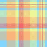 Kingdom textile texture, uniform fabric plaid seamless. Poster background tartan check pattern in orange and cyan colors. vector