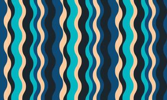 Vibrant wavy stripes in teal, beige, and dark blue create a retromodern pattern. Ideal for textile design, website backgrounds, or any project needing a stylish, dynamic visual. vector