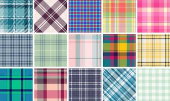 Gingham and plaid in classic colors, great for fabric, material prints, and shirts with a trendy and rustic Scottish twist. vector