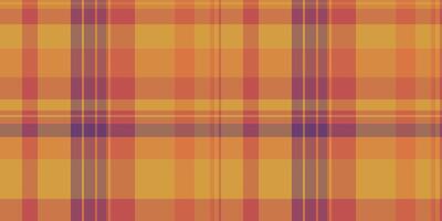 Yard background seamless textile, jersey tartan plaid fabric. Father texture pattern check in orange and red colors. vector
