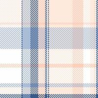 Elegant pastel plaid pattern in soft peach, blue, and white. Ideal for textile design, fashion, or website backgrounds. Subtle diagonal stripes create a stylish and versatile texture. vector