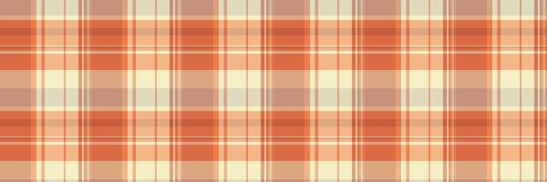 Illustration fabric check , simple textile tartan pattern. Royal texture plaid seamless background in orange and light colors. vector