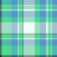 Checked tartan background texture, vintage pattern seamless plaid. Silky fabric textile check in green and cyan colors. vector