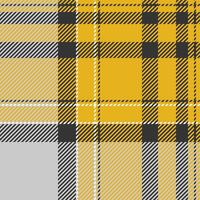 Stylish yellow, gray, and black plaid pattern. Perfect for textile design, website backgrounds, or fashion projects. Modern geometric texture with diagonal stripes creates a vibrant, trendy look. vector